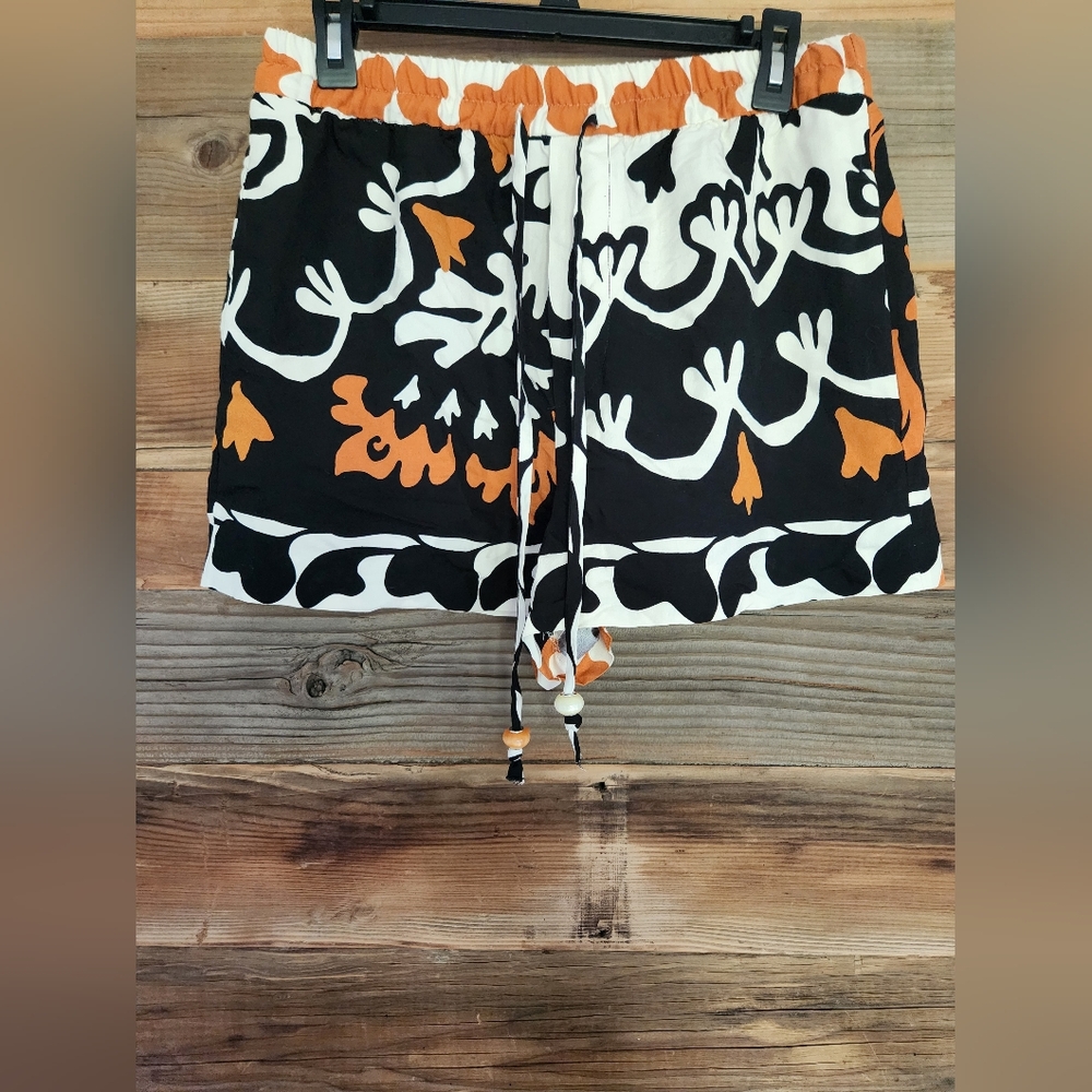 Zara High Waist Shorts - Black, White, and Orange